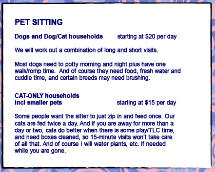 pet sitting rates